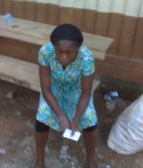 Mrs. Rose Abbey detained inside BC Cash Microfinance Bank at Ipaja Road, Baruwa, Ipaja, Lagos
