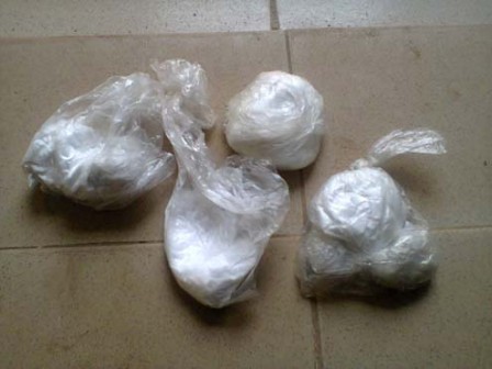 The cocaine recoved from criminals' hideouts at Shitta, Surulere, Lagos