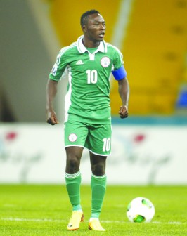 ON THE MOVE...Nigerias Abdul Ajagun moves with the ball during a group stage match between Nigeria and Portugal at the FIFA U-20 World Cup at Kadir Has Stadium in Kayseri on 21 June, 2013. AFP PHOTO