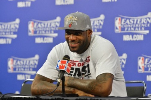 LeBron James at a press conference after beating Indiana Pacers
