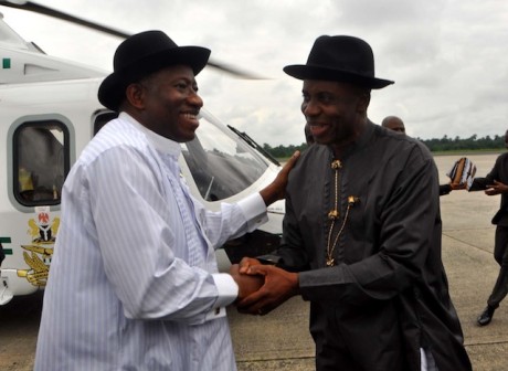 Jonathan and Amaechi: Just watch the grin on the faces of the two men