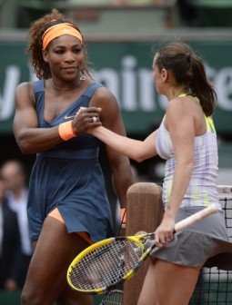 Match over: Serena Williams with Roberta Vinci. AFP
