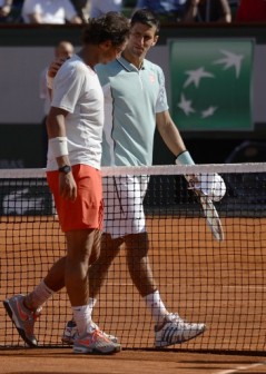 sportsmanship: Nadal and Djokovic speak after their match. AFP