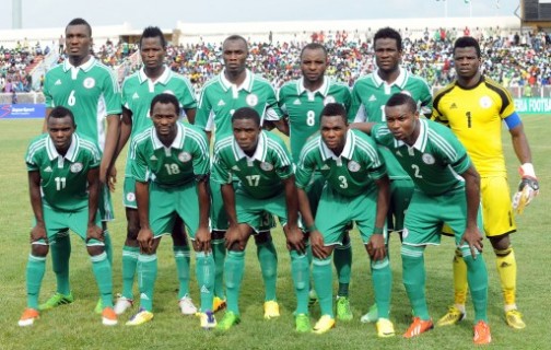 The Nigerian football team's starting lineup is pictured before the 2014 CH AN qualification match between Nigeria and Ivory Coast in Kaduna July 6, 2013. 