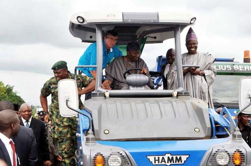 Jonathan at the flag off of Lagos-Ibadan expressway reconstruction in July, 2015.