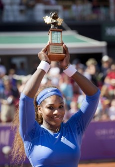 Serena Williams with her Swedish Open trophy