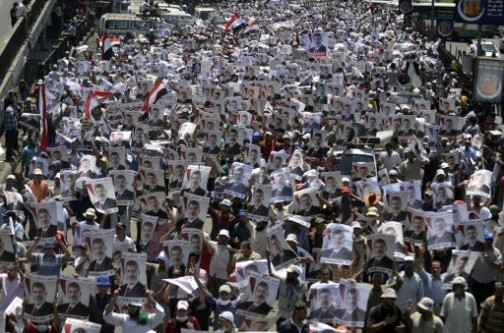 Thousands of pro-Morsi supporters in street protests on Saturday 27 July