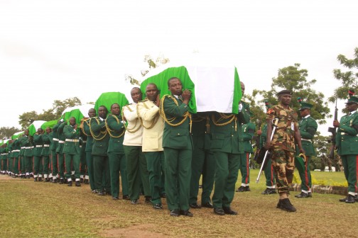 The bodies of the late soldiers to their final resting place.