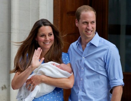 Prince William and Catherine, Duchess of Cambridge show their new-born baby boy to the world's media. AFP