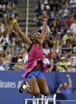 Victoria Duval of the US celebrates after defeating Samantha Stosur of Australia during their 2013 US Open women's singles match. AFP