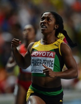 Jamaica's Shelly-Ann Fraser-Pryce wins the women's 100 metres final at the 2013 IAAF World Championships at the Luzhniki stadium in Moscow on August 12,