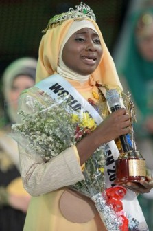 The newly crowned the Muslimah World 2013 Obabiyi Aishah Ajibola