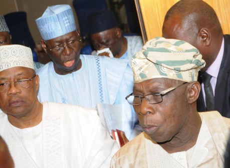 Babangida, Obasanjo, Anenih at the conference today