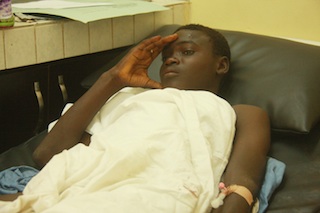 Ibrahim Danladi, 20years, one of the survivors on the hospital bed 