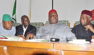 Right to Left: Ike Nwachukwu, Anyim Pius Anyim, Fashola and Emeka Ihedioha, deputy speaker House of Reps