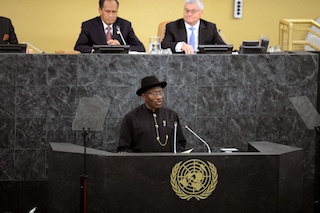 Jonathan addressing the UN General Assembly