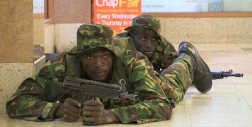 Kenya soldiers at the Westgate Mall. AFP