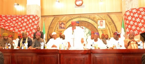 Kwankwaso(standing) and the APC leaders in Kano