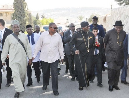 Jonathan, Labaran  Maku, Obi and Oritsejafor on Palm Sunday Road