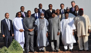 Jonathan with the board of the N3.2tr Centenary Village. the Board is headed by ex-head of state, Gen. Abdulsalami Abubakar.
