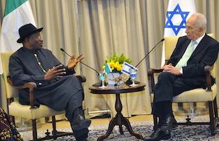 President Jonathan with Shimon Peres