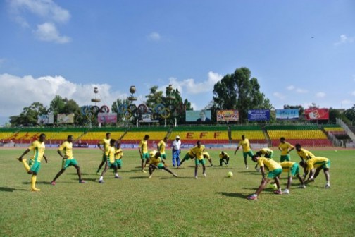 Ethiopian players training hard for Nigeria's Super Eagles. AFP