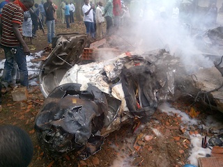 Part of the crashed plane. Photo Simon Ateba