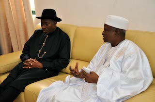 Jonathan with President Serifo Nhamdjo in Bissau. All photos by State House