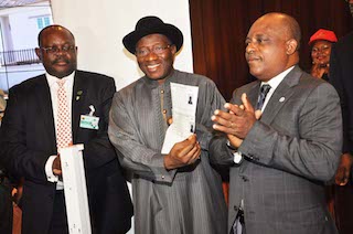 President Jonathan at the launching of the new ID card