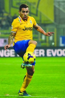 Tevez: Vows to score against Real Madrid tonight.  Photo AFP