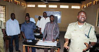 Inmates at a prison study centre