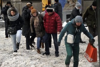 walking Inside the snow in New York City