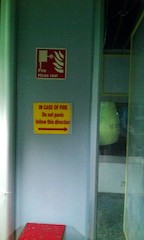 Dysfunctional fire alert sign at MMIA