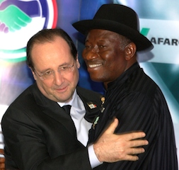 Goodluck Jonathan with Francois Hollande