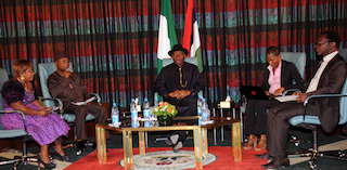 Jonathan, middle, and the media panel