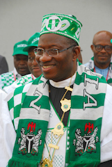 Jonathan in full regalia of Super Eagles supporter