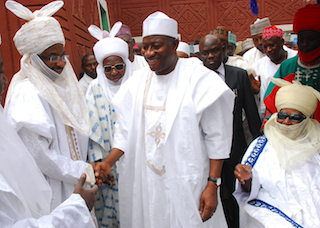 Sanusi Lamido Sanusi welcomes Jonathan to the Emir’s palace