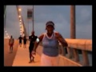 jogging on the bridge