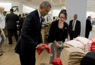 Obama inside Gap store in New York