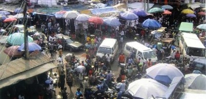 Overview of a market in Onitsha