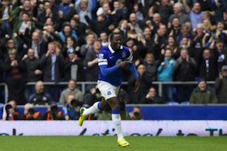 Romelu Lukaku celebrates Everton’s second goal