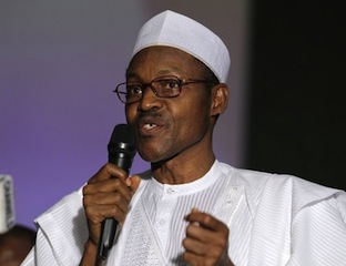 Muhammadu Buhari, a former presidential candidate from the opposition party, speaks at a forum on electoral reforms in Nigeria’s capital territory Abuja