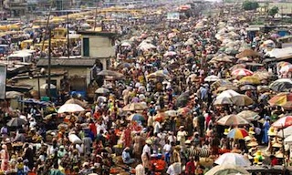 Crowded Oshodi Market in Nigeria