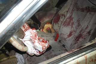blood stains in a car at the scene of the Nyanya blast on Thursday