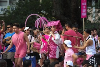 Singaporeans dress in pink in support of gays and lesbians