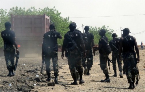 Cameroon soldiers on patrol near Nigeria