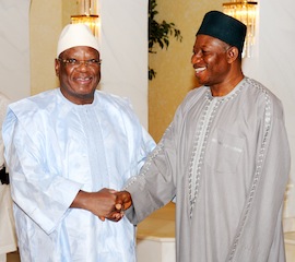PRESIDENT GOODLUCK JONATHAN WELCOMING PRESIDENT MUHAMMADOU KEITA OF MALI AT THE PRESIDENTIAL VILLA ABUJA ON SATURDAY 31 May 2014