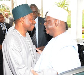 PRESIDENT GOODLUCK JONATHAN WELCOMING PRESIDENT MUHAMMADOU KEITA OF MALI AT THE PRESIDENTIAL VILLA ABUJA ON SATURDAY 31 May 2014