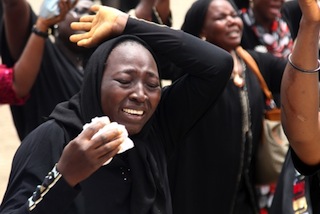 Parents of Chibok girls weeping