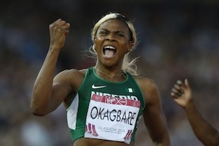Blessing Okagbare celebrates her breathtaking feat at the Commonwealth Games